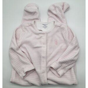 Ralph Lauren Baby Girl 9M Footed Sleeper One Piece Romper Pink White Striped